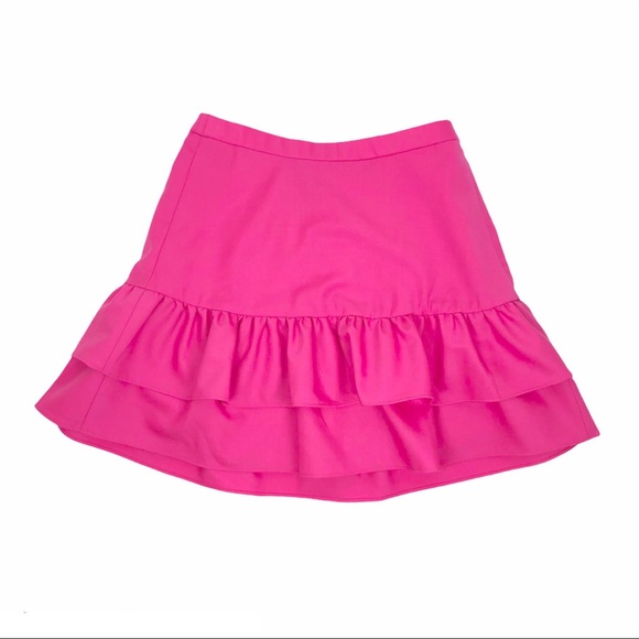 J. Crew Pink Wool Blend Tiered Ruffle Skirt - Picture 1 of 9